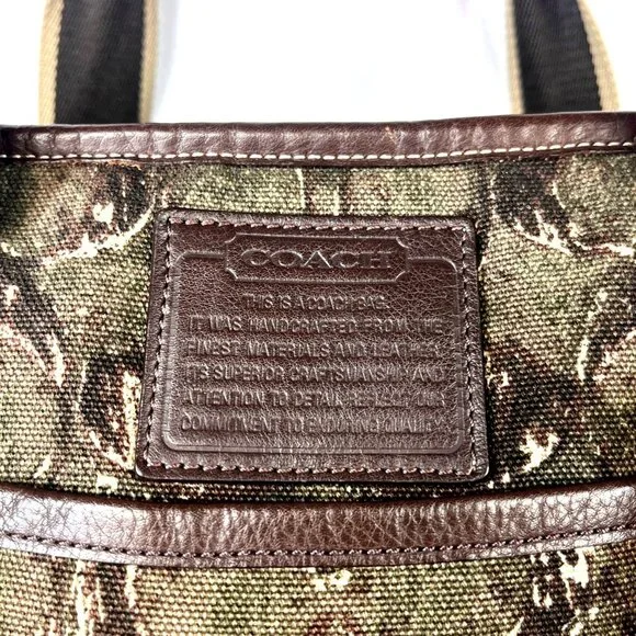 Coach 2013 Heritage Web Canvas & Leather Camo X-L F70583 Travel & Toiletry Tote - Picture 4 of 16